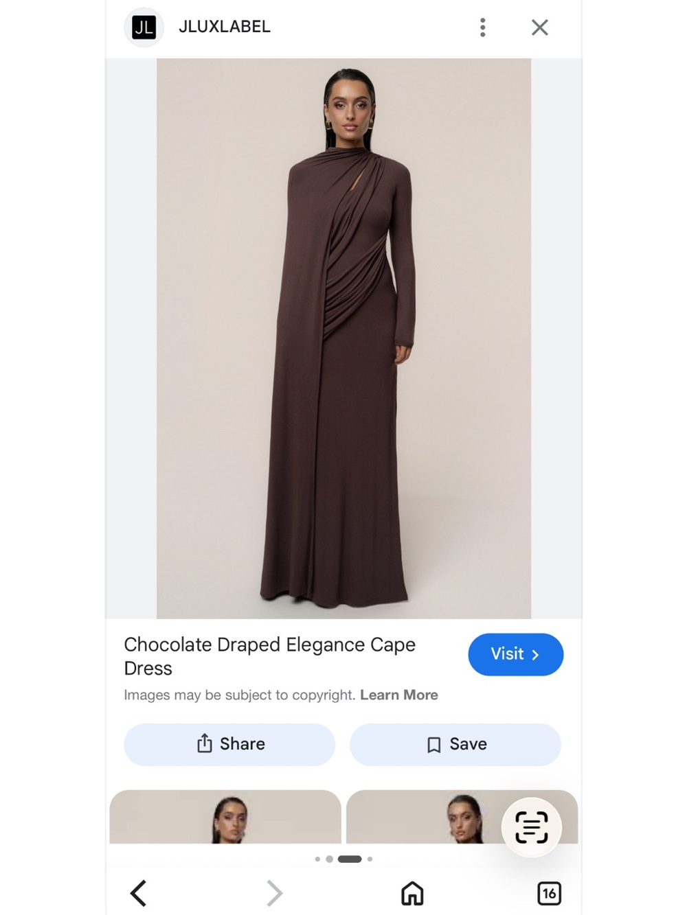 JLUXLABEL Chocolate Draped Cape Maxi Dress